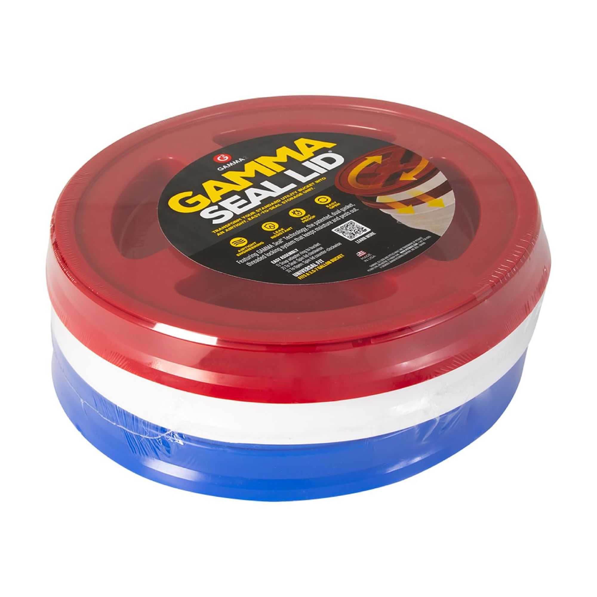 Gamma2 Seal Lid Combo 3pk HYZ01 Red, White & Blue; Made in USA, Fits a