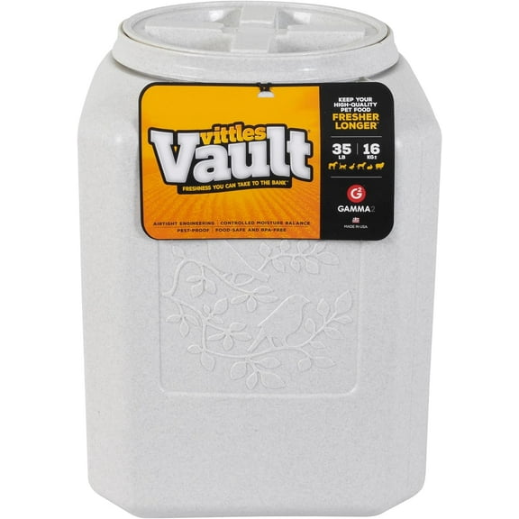 Gamma2 Vittles Vault Bird Seed Dry Pet Food Storage Container for Birds, Gray, Up To 35 Pound Capacity