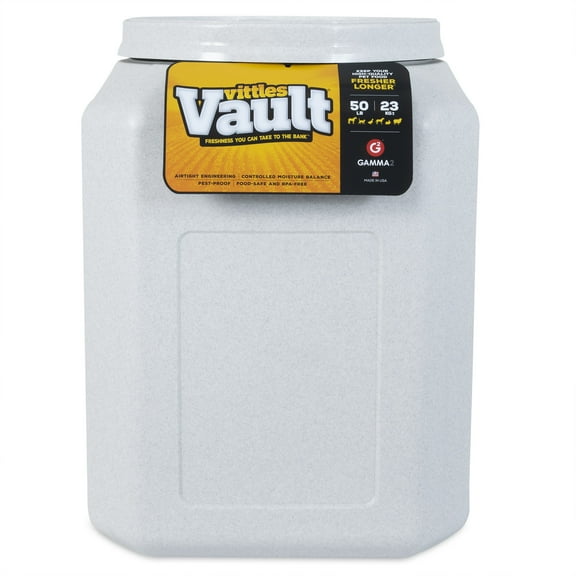 Gamma2 Vittles Vault Outback Airtight Pet Food Storage Container for Dogs, Gray, 50 Pound Capacity