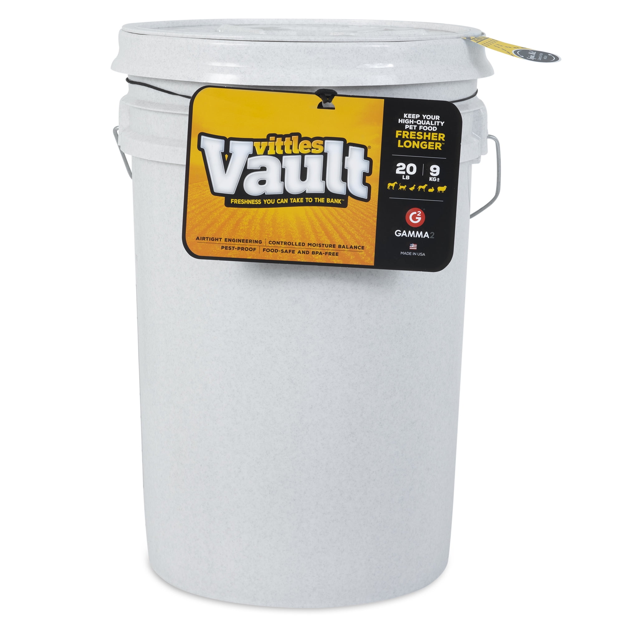 Gamma2 Vittles Vault Outback Pet Food Storage Bucket, Gray, 20 lb