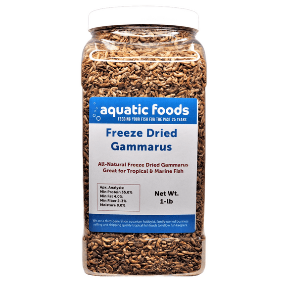 Gammarus Shrimp--Freeze Dried. Great for All Tropical Fish, Marine Fish, Cichlids, Carnivores, Discus, Coldwater Fish, Goldfish, Koi, Turtles Even Birds and Reptiles1-lb Lg Jar