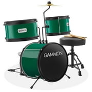 Gammon 3-Piece Junior Drum Set - Silver, Starter Drum Kit with Throne, Cymbal, and Drumsticks