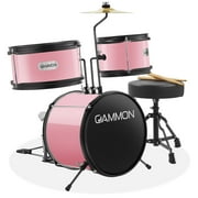 Gammon 3-Piece Kids Drum Set - Pink, Junior Starter Drum Kit with Throne, Cymbal, and Drumsticks