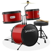 Gammon 3-Piece Kids Drum Set - Red, Junior Starter Drum Kit with Throne, Cymbal, and Drumsticks