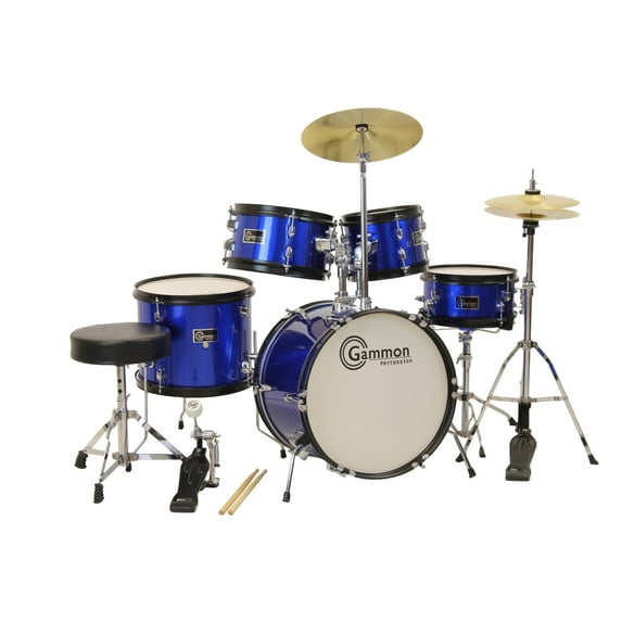 Gammon Drum Set Blue Complete Junior Kit With Cymbals Sticks Hardware And Stool