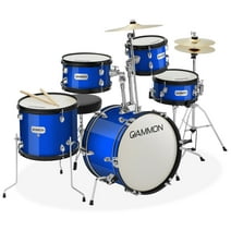 Gammon Percussion 5pc Junior Drum Set - Beginner Kit with Stool & Stands - Blue