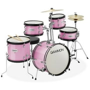 Gammon Percussion 5pc Junior Drum Set - Beginner Kit with Stool & Stands - Pink