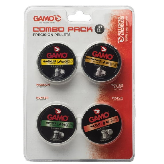 GAMO Combo Pack (Magnum 7.6 gr, Masterpoint 7.6 gr, Hunter 15.43 gr, Match 7.6 gr) .177 1000 Count, 632092954