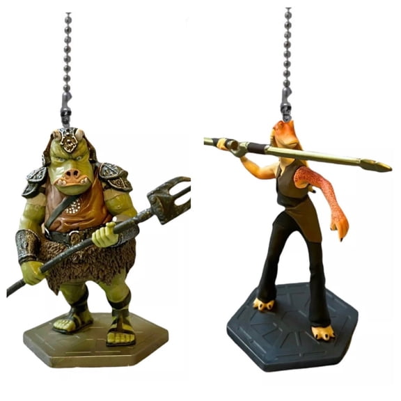 Gamorrean Guard & Jar Jar Binks Fan Lamp Light Pull Chain Figure Last Jedi PVC New