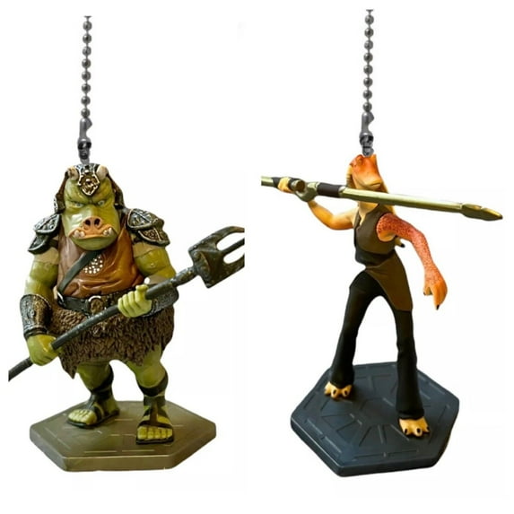 Gamorrean Guard & Jar Jar Binks Fan Lamp Light Pull Chain Figure Last Jedi PVC New