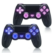 Gamrombo 2 Pack Wireless Controller for P-4 with RGB LED Button Backlight, 6-Axis Sensor and Dual Vibration, Support Turbo Compatible with P-4 /Slim/Pro/PC