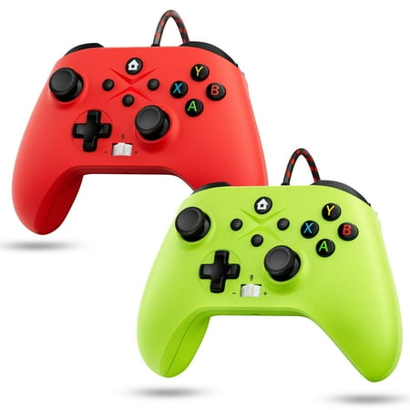 Gamrombo 2Pack 10 FT Wired Xbox Controller for Xbox One, Xbox One S/X and Xbox Series X/S, Compatible with Windows PC (Red/Green)