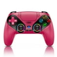 thumbnail image 1 of Gamrombo LED Wireless Controller for P5, Seven Light Colors Compatible with P5 Pro/Slim/PC, Dual Vibration, 3.5mm Audio Jack,Macro/Turbo Function, 6-Axis Motion Contro Gamepad with Speaker(Red), 1 of 8