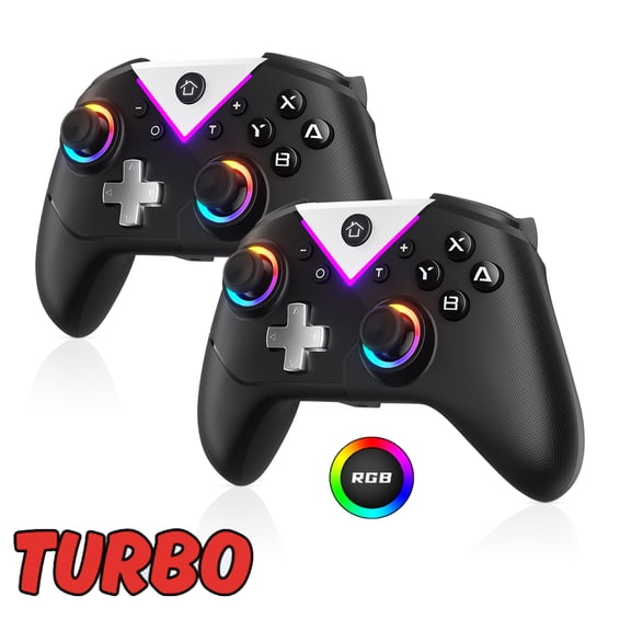 Gamrombo RGB Wireless Controller for Nintendo Switch 2/1 Lite/OLED, PC Bluetooth Games Controller, Turbo, Macro, 6 Gyro Axis, 4 Vibration Motors, Screenshot - 2 Pack