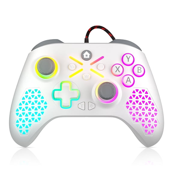 Gamrombo Wired Controller for RGB Xbox Controller，Xbox One Series X|S,Consoles,Steam PC Windows 10/11,Dual Vib-ration/Turbo/Programmable, LED,3.5mm Audio Jack (Black)