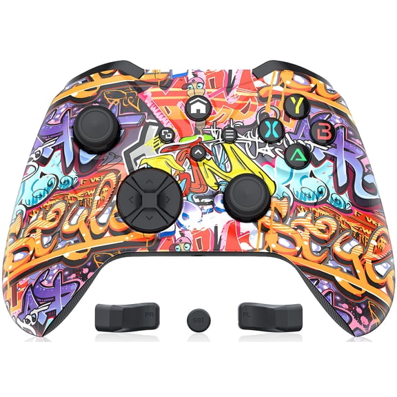 Gamrombo Wireless Controller for Xbox Series X|S, Xbox One, PC, Bluetooth Gamepad, 4 Motors Vibration, Turbo Macro, 3.5mm Jack, Little Graffiti Pattern