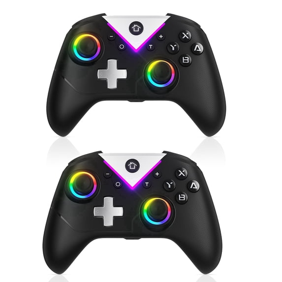 Gamrombo Wireless PC Gaming Controller, with RGB LED Light Compatible with PC/Nintendo Switch/Mobile Phone/iPhone/Samsung TV/Tesla (Black)