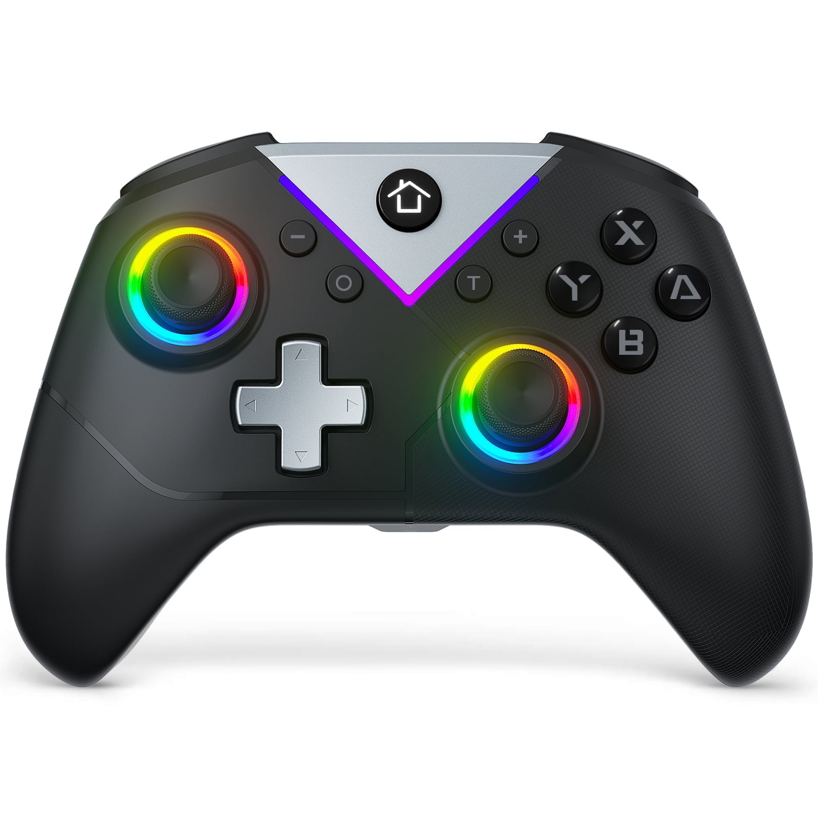 Gamrombo Wireless PC Gaming Controller, with RGB LED Light Compatible with PC/Nintendo Switch/Mobile Phone/iPhone/Samsung TV/Tesla (Black)