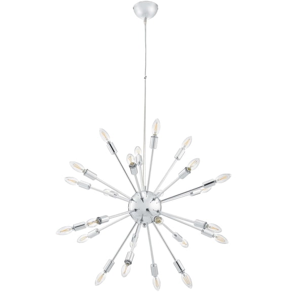 Modway Gamut 20-Light Modern Metal Chandelier in Chrome Finish