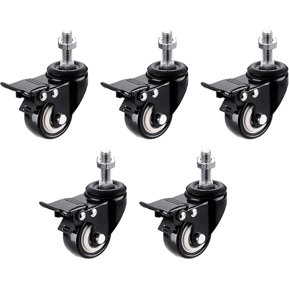 Gamvdout 1.5 Inch Polyurethane casters with M8 M10 Thread Stem 360 Degree Rotating Swivel Caster with Brakes Hardware Accessories Office Chair Caster Quiet I (Brake M1