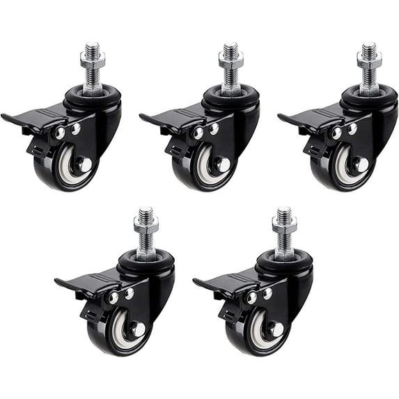 Gamvdout 1.5 Inch Polyurethane casters with M8 M10 Thread Stem 360 Degree Rotating Swivel Caster with Brakes Hardware Accessories Office Chair Caster Quiet I (Brake M1