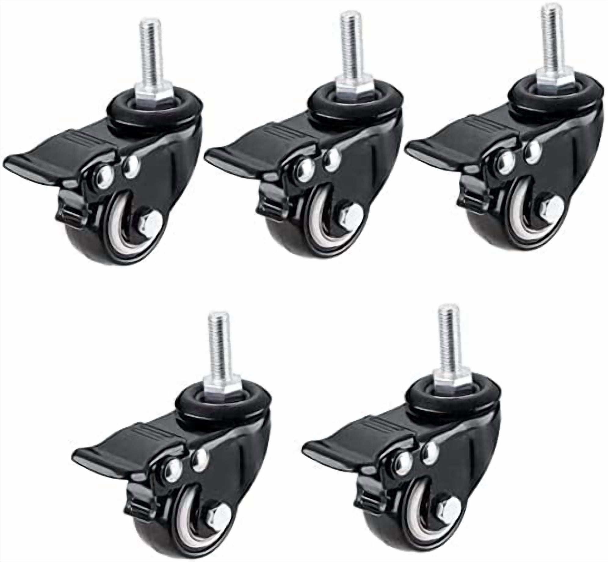 Gamvdout 1.5 Inch Stem Casters M8 M10 Thread Office Chair Furniture Casters Silent Rubber Wheels Industrial Swivel Transport Casters I