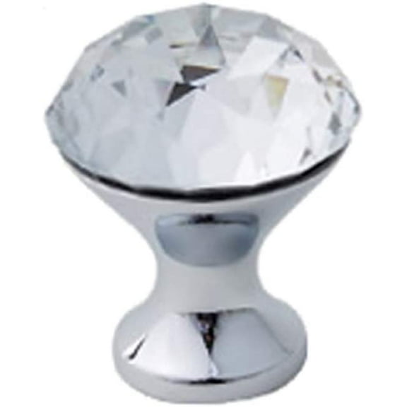 Gamvdout 1 Pieces Crystal Door Knob Clear Cabinet Knobs Round Cupboard Cabinet Drawer Handle Closet Handles Hardware Pull Handles for Kitchen Cupboards Chrome