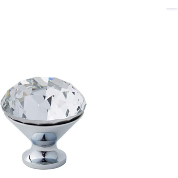 Gamvdout 1 Pieces Crystal Door Knob Clear Cabinet Knobs Round Cupboard Cabinet Drawer Handle Closet Handles Hardware Pull Handles for Kitchen Cupboards Chrome