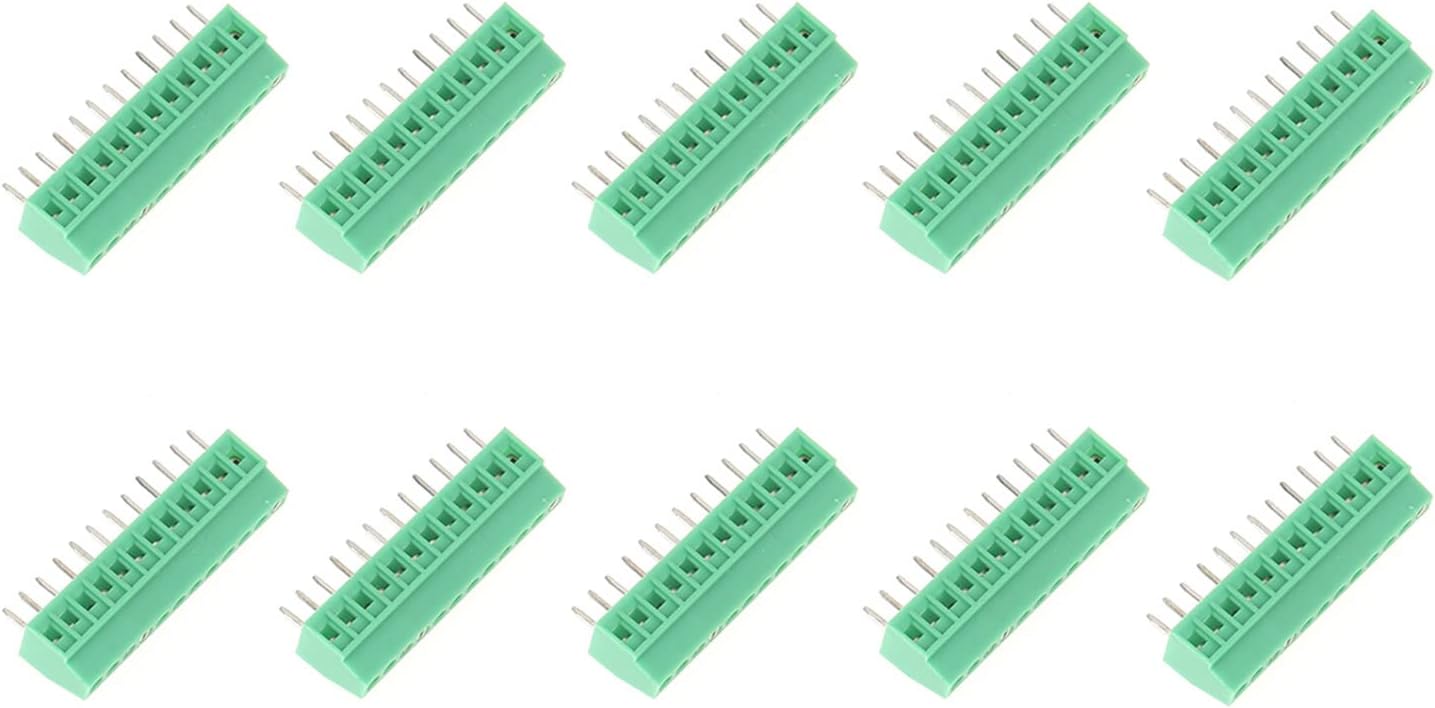 Gamvdout 12 Pin 2.54mm Pitch Green PCB Universal Screw Terminal Block Connector 10pcs Set and Terminal Block with high fire Retardant Performance Easy to Welding fulfill Your Demands