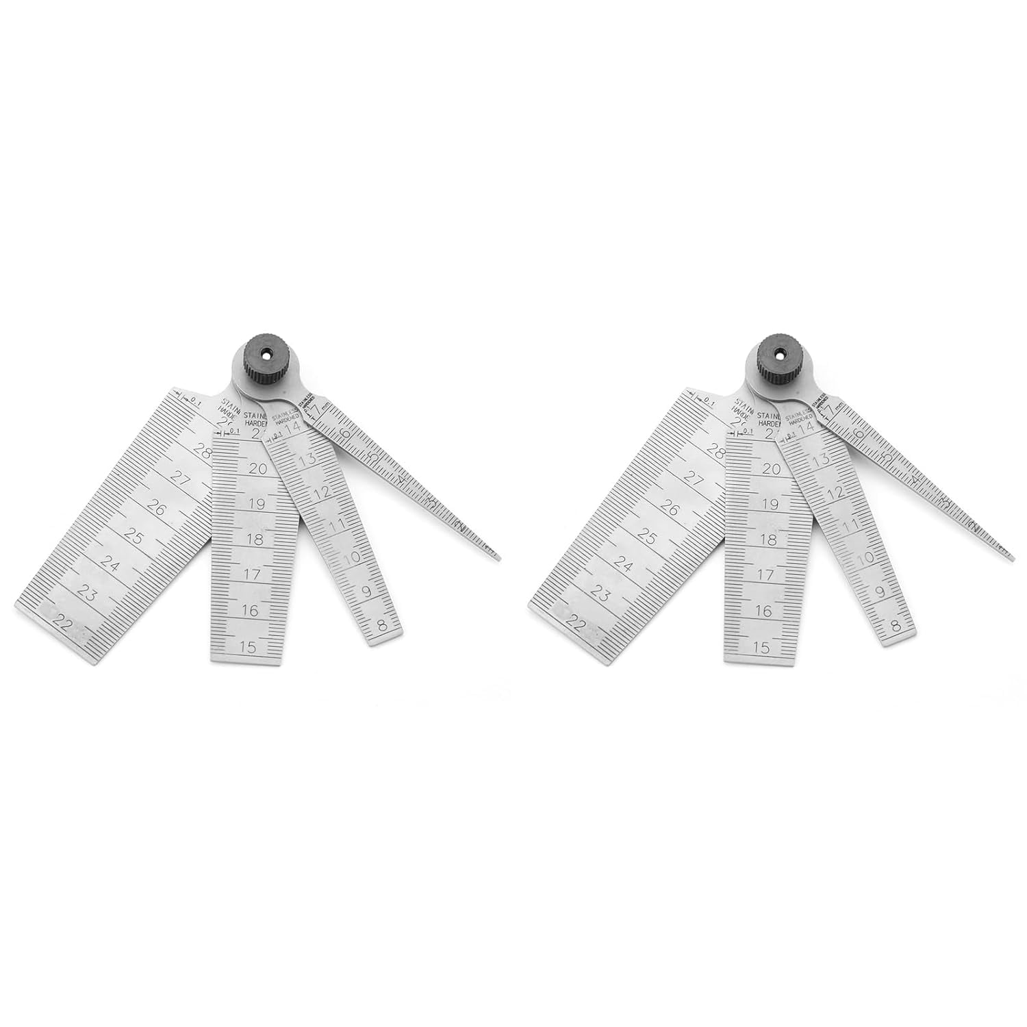 Gamvdout 2PCS Stainless Steel Welding Taper Feeler Gauge Rulers Hole Inspection Tool Resistant Convenient Reading Multiple Sizes Portable Inner Diameter Measuring