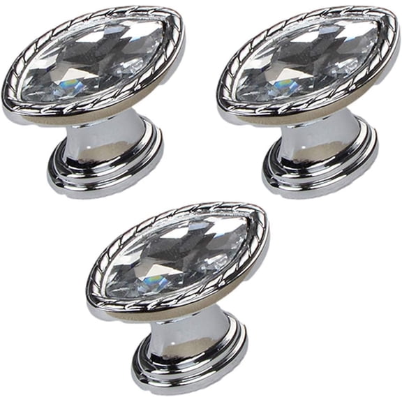 Gamvdout 3 Pieces Drawer knobs Bedside Cabinet Diamond Crystal Kitchen Cupboard Door Handles Furniture Knobs Wardrobe Mini Chest of Drawers pulls