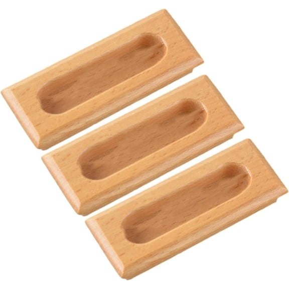 Gamvdout 3 Pieces Wooden Cupboard Door Pull Handles Kitchen Cabinet Drawer Knobs Closet Cabinet Bars Bedroom Wardrobe Solid Wood Pulls Furniture Pull Handles