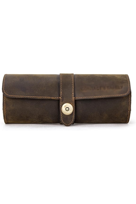 3 Slot Watch Box Handmade Watch Roll Travel Case Watch Bag Vintage Slide-In Organizer (Color : A Size