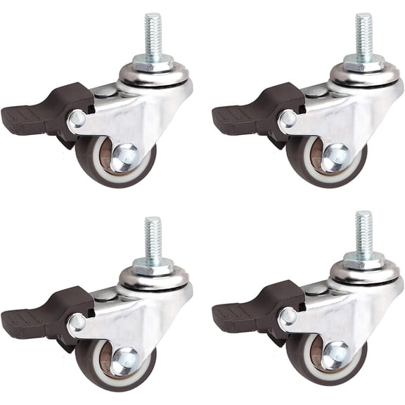 Gamvdout 360 Degree Swivel Castors with Brake  2/2.5/3 inch Furniture Casters Wheels Threaded Stem Caster M10 x15mm/M10X25mm For Cribs Office Cabinets Mute I