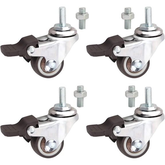 Gamvdout 360° Swivel Wheel Casters with Brake with Metric Size M6/M8 Thread Stem For Cribs Office Cabinets Mute I