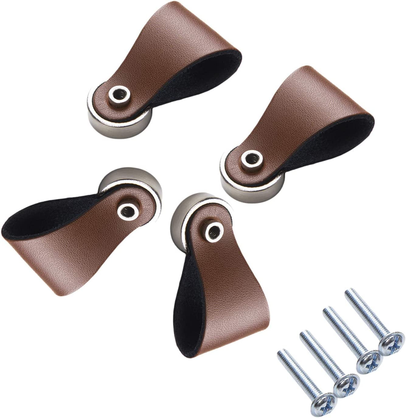 Gamvdout 4 Pcs Drawer Pulls Handmade Leather Dresser Cabinet Knob Handles Collision Avoidance Door Handle Kitchen Pulls Knobs Furniture Hardware Accessory for Sliding Door