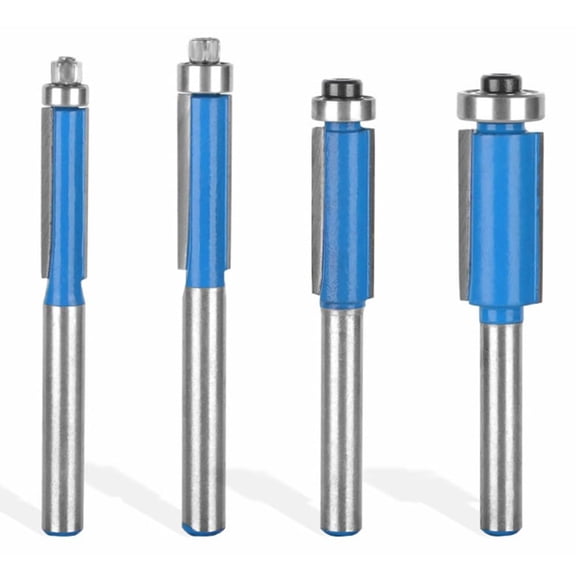 Gamvdout 4pcs 6mm 1/4 Shank High-Quality Milling Cutter Flush Trim with Bearing Router Bit Set for Woodworking Tool