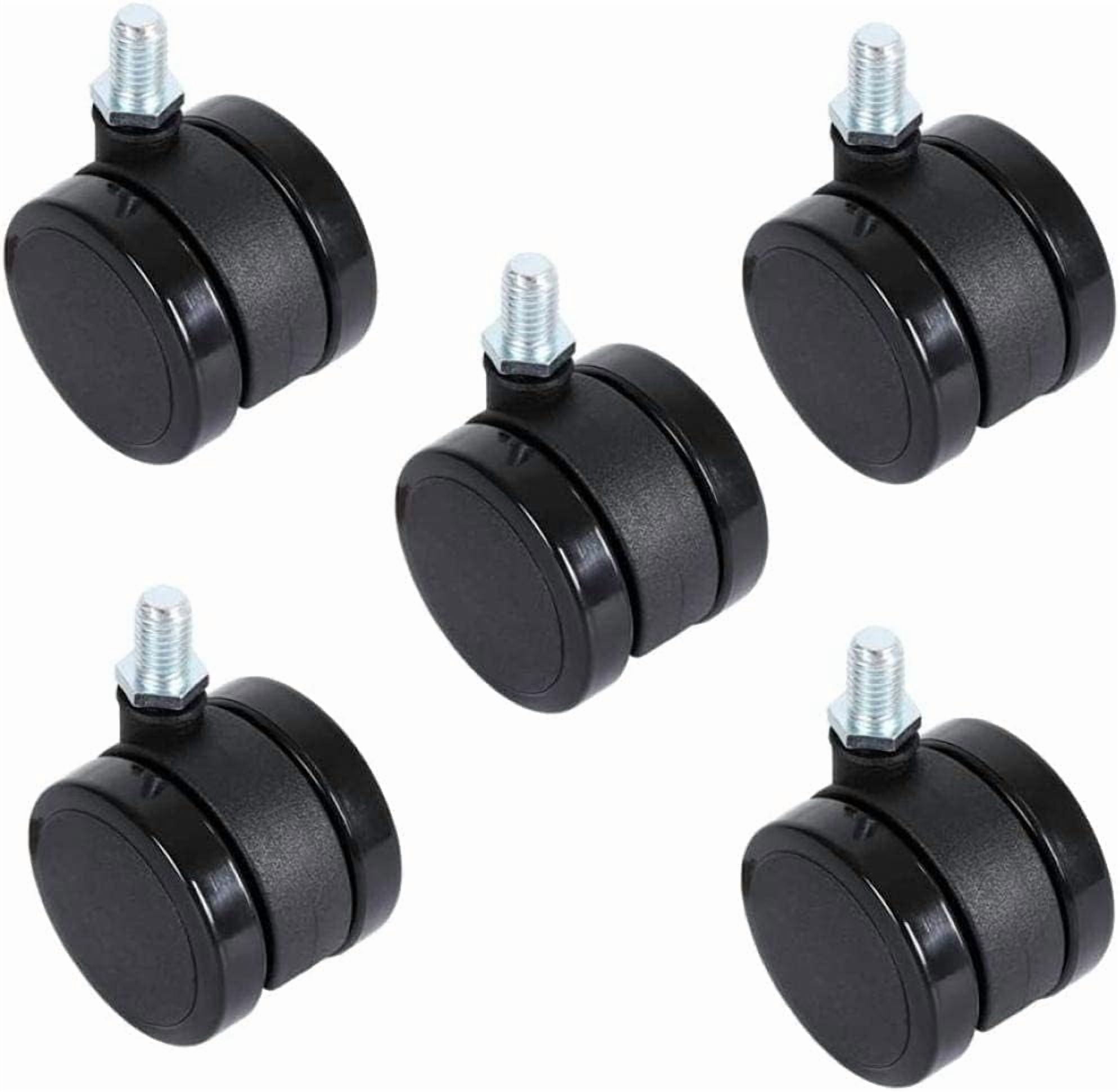 Gamvdout 5 Office Chair Casters Double Wheel Stem Wheels M10×15mm Thread Bolt 2 Inch 250kg Furniture Replacement Casters Universal Swivel I