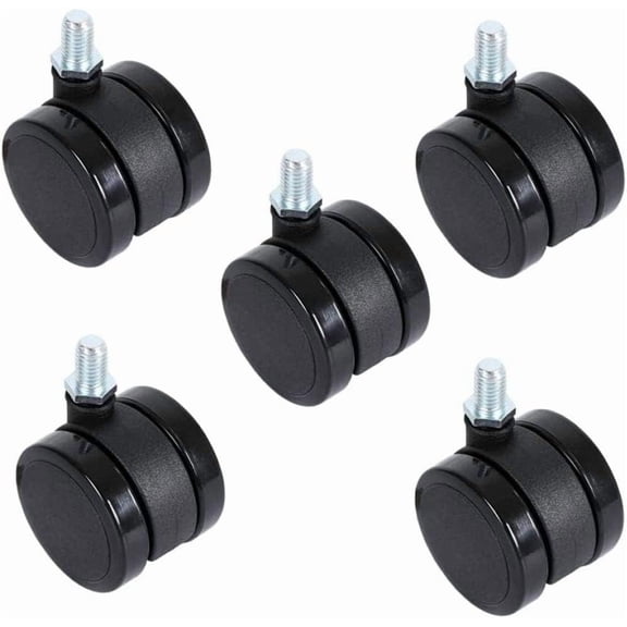 Gamvdout 5 Office Chair Casters Double Wheel Stem Wheels M1015mm Thread Bolt 2 Inch 250kg Furniture Replacement Casters Universal Swivel I