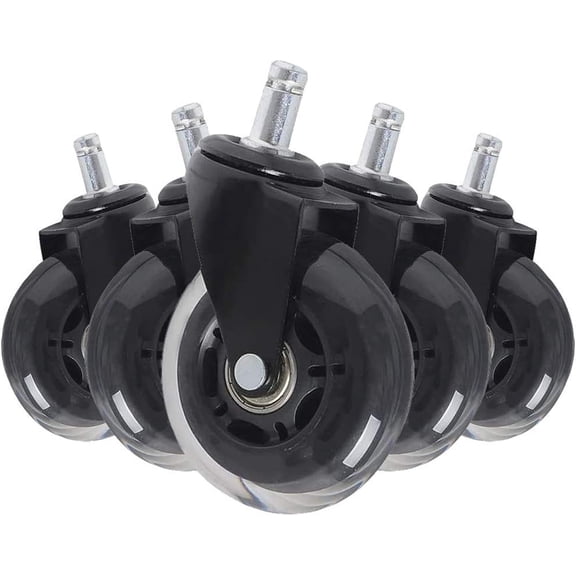 Gamvdout 5pcs Office Chairs Swivel Castor Wheels 75mm Quiet Threaded Stem Furniture Castors M10/M12 Universal Wheels With Brake