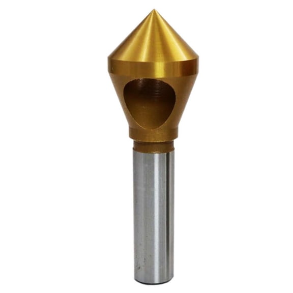 Gamvdout 90 Degree Chamfering Milling Cutter, Titanium-Coated HSS-CO Internal Chip Removal Round Hole Chamfering Cutter Edge Trimmer Countersink Chamfer Bits )
