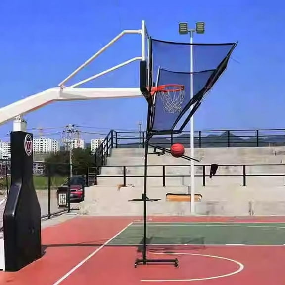 Gamvdout Basketball Shot Return Apparatus Rolling Basketball Return Net  Floor Standing Backboard Rebounder Attachment for Traditional Pole/Wall Mounted Hoops  Height Adjustable Shooting Racks