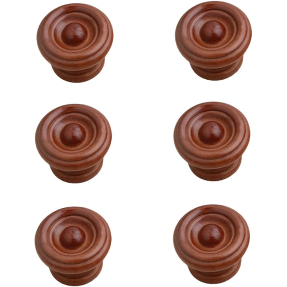 Gamvdout Cabinet Knobs 6Pcs Drawer Wardrobe Cabinet Door Round Cabinet Single Hole Mushroom Wooden Handle Brown