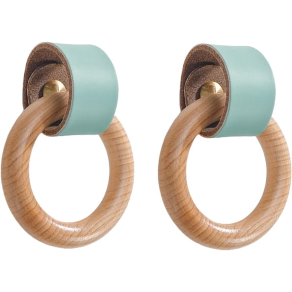 Gamvdout Cabinet Pulls 2Pcs Chinese Style Log Single Hole Drawer Handle Wooden Cabinet Wardrobe Door Children'S Room Solid Wood Large Ring Handle Cream White