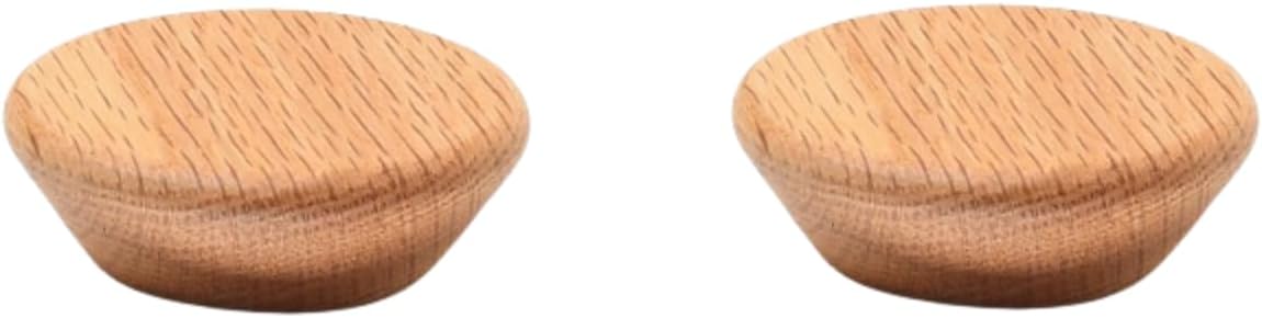 Gamvdout Cabinets Knobs 2Pcs Large Round Oak Drawer Cabinet Solid Wood Handle Wooden Wardrobe Door Log Cabinet Single Hole Handle 45Mm