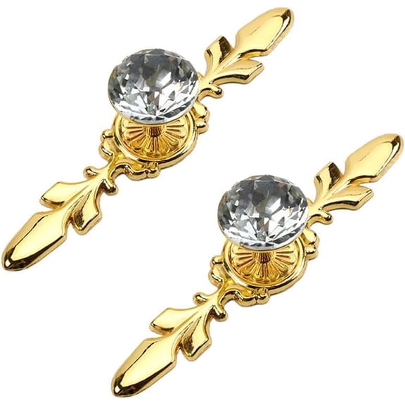 Gamvdout Crystal Drawer Knobs Dresser Knobs 2 Pack Crystal Drawer Knobs Diamond Shape Cabinet Door Knobs Cupboard Wardrobe Drawer Pull Handles with 170mm Black Leaf Plate