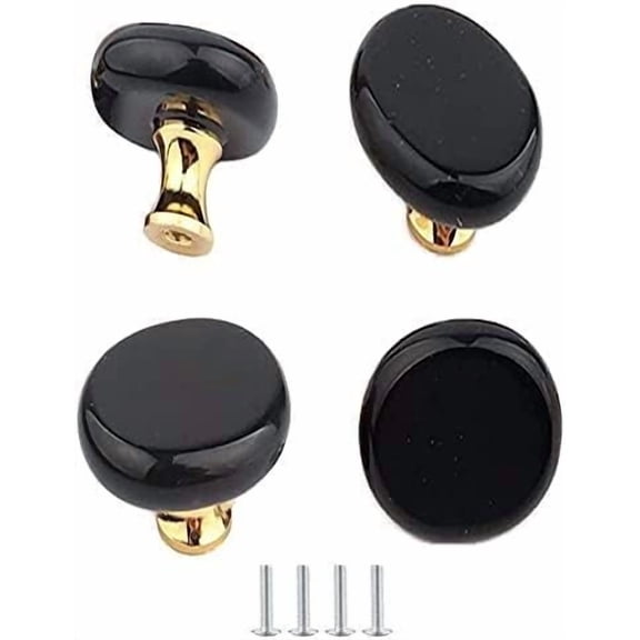 Gamvdout Crystal Drawer Knobs Dresser Knobs 4 Pcs Door Knob Natural Lapis Knobs Stone Knobs Crystal Glass Pull Handles for Drawer Cabinet Cupboard Dresser Home DIY with Screws 26x17mm