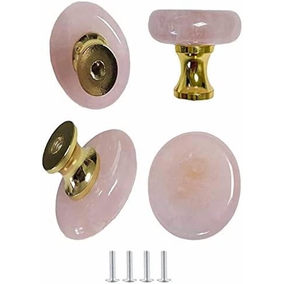 Gamvdout Crystal Drawer Knobs Dresser Knobs 4 Pcs Door Knob Original Stone Knobs Natural Crystal Pulls Handles for Drawer Cabinet Door Cupboard Dresser Home Office DIY with Screws 26x17mm ( Color