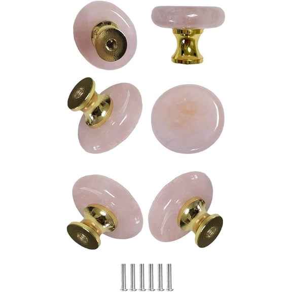 Gamvdout Crystal Drawer Knobs Dresser Knobs 6 Pcs Door Knob Original Stone Knobs Natural Crystal Pulls Handles for Drawer Cabinet Door Cupboard Dresser Home Office DIY with Screws 26x17mm ( Color