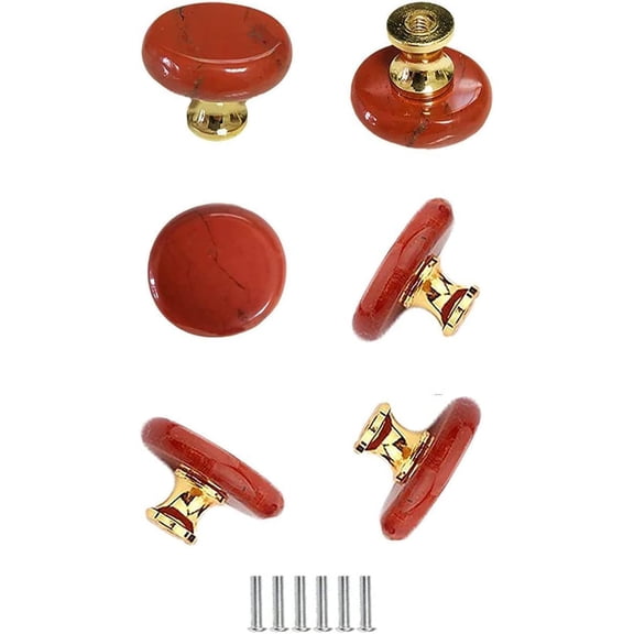 Gamvdout Crystal Drawer Knobs Dresser Knobs 6 Pcs Door Knob Original Stone Knobs Natural Crystal Pulls Handles for Drawer Cabinet Door Cupboard Dresser Home Office DIY with Screws   26x17mm ( Color